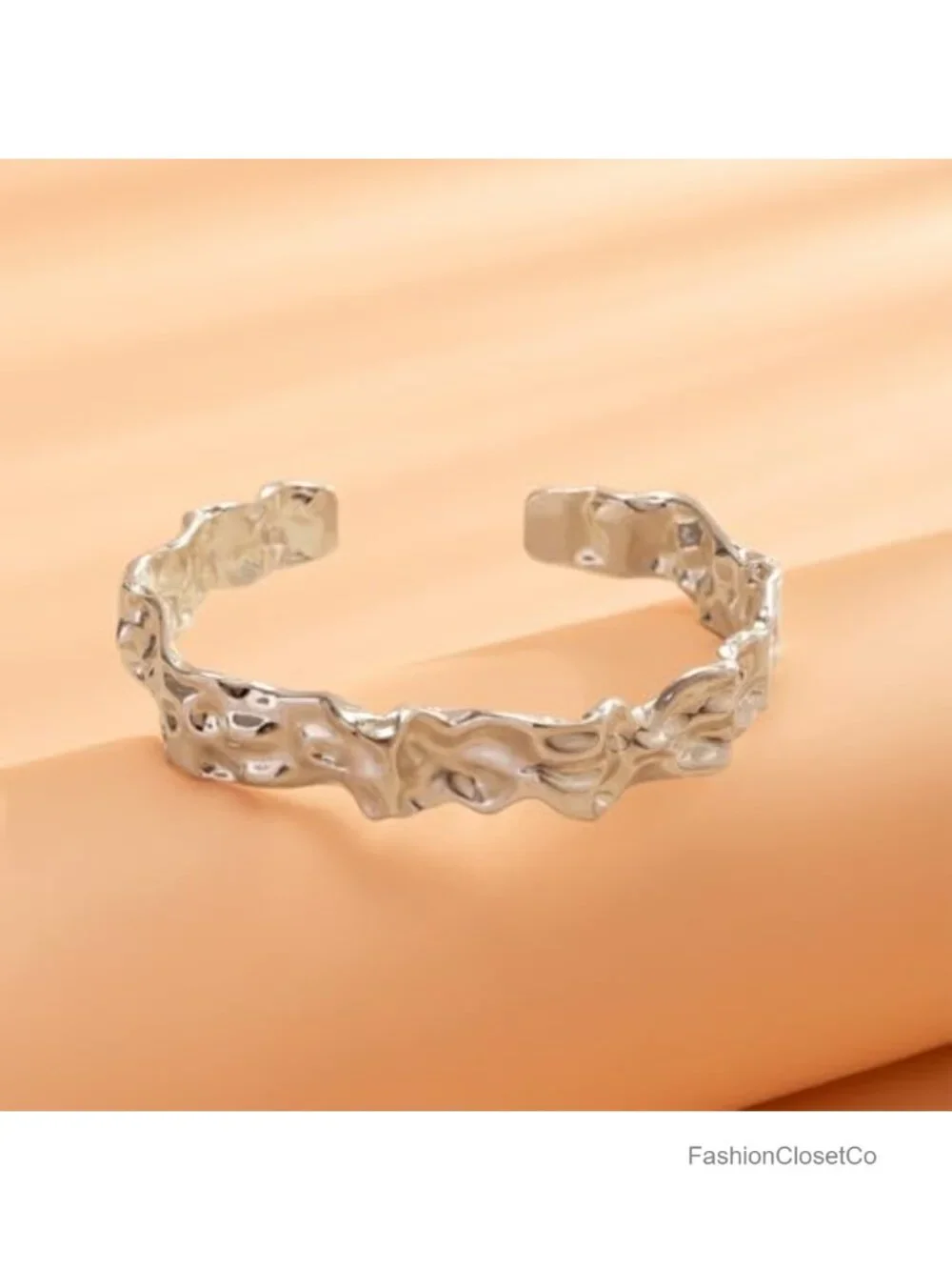 12mm Chunky Cuff Bracelet Alloy Hammered Adjustable Bangle Punk